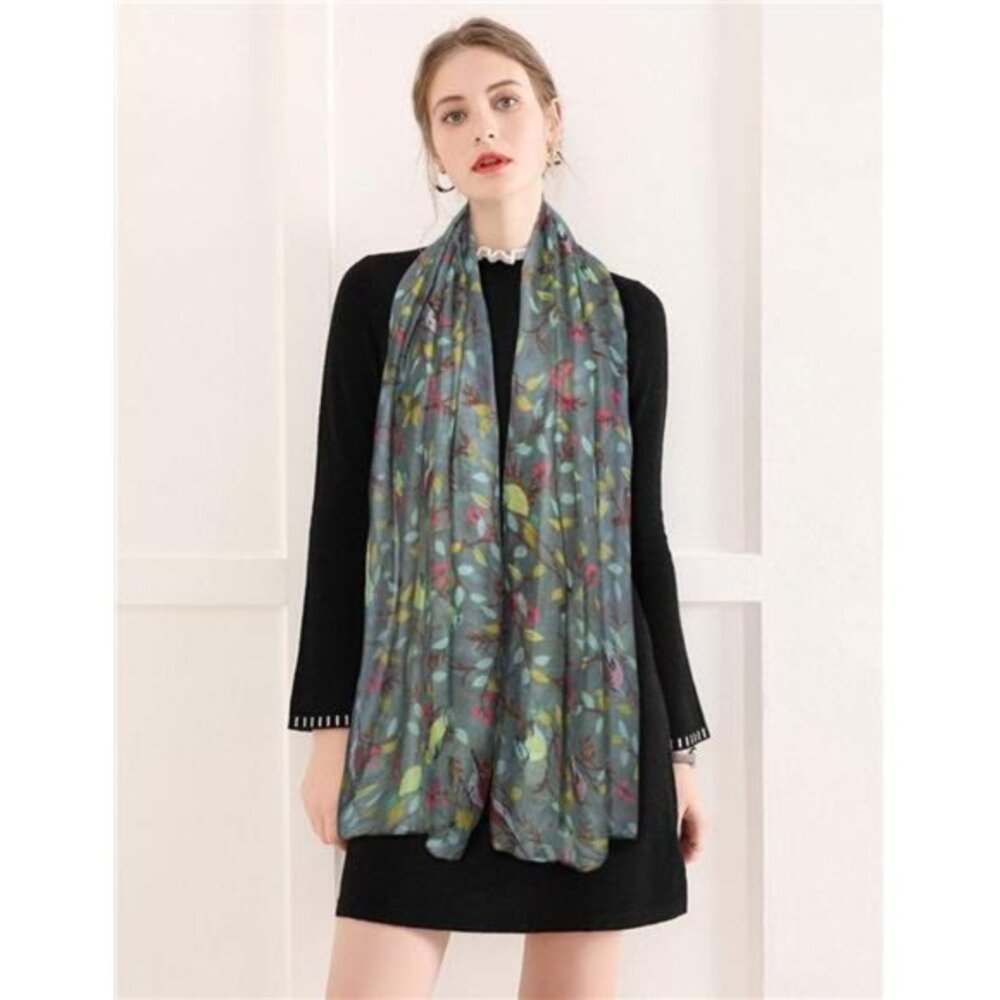Scarfs for Women Lightweight Floral Birds Print Cotton Scarves Wraps for Winter - Picture 4 of 6